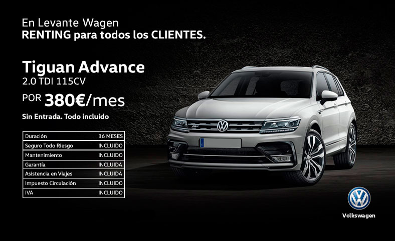 Oferta y precios Volkswagen Tiguan Valencia Renting