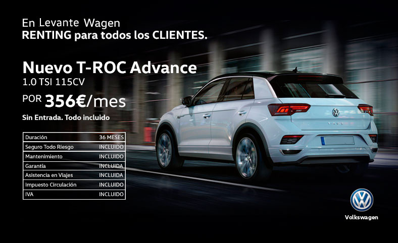 Precios renting nuevo Volkswagen T-Roc Valencia